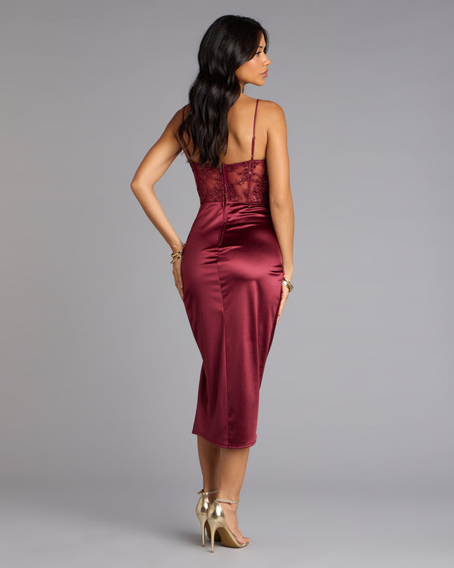 This prom dress, the Elena Corset Satin Midi Formal Dress , features a sleek, floor-length design with trend-forward details that capture the excitement of Prom 2026.