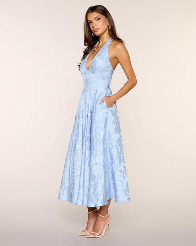 Ellen Lace-Up Halter A-Line Midi Formal Dress