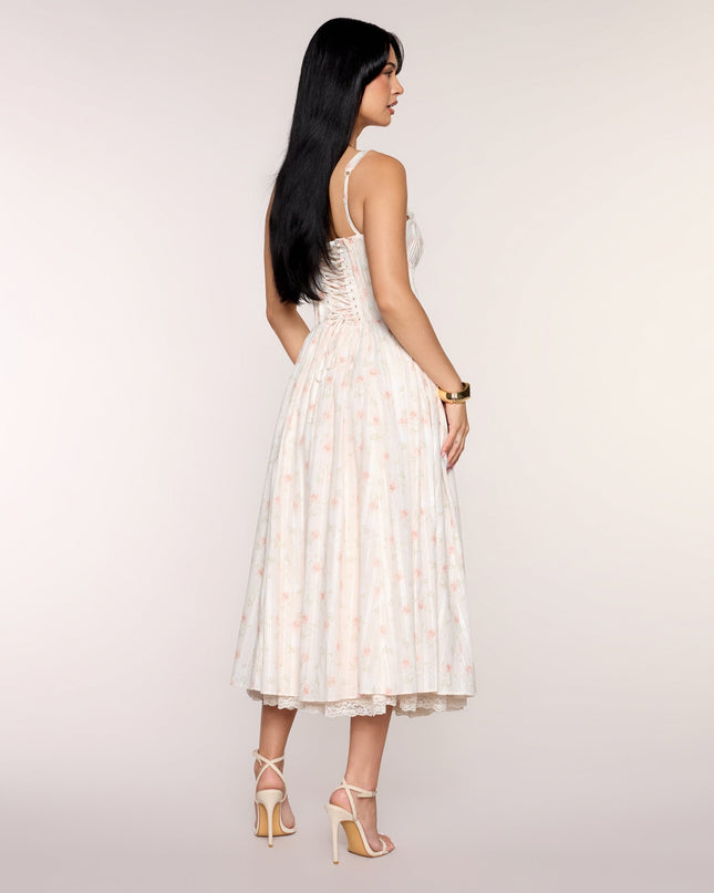 Francine Floral A-Line Midi Formal Dress