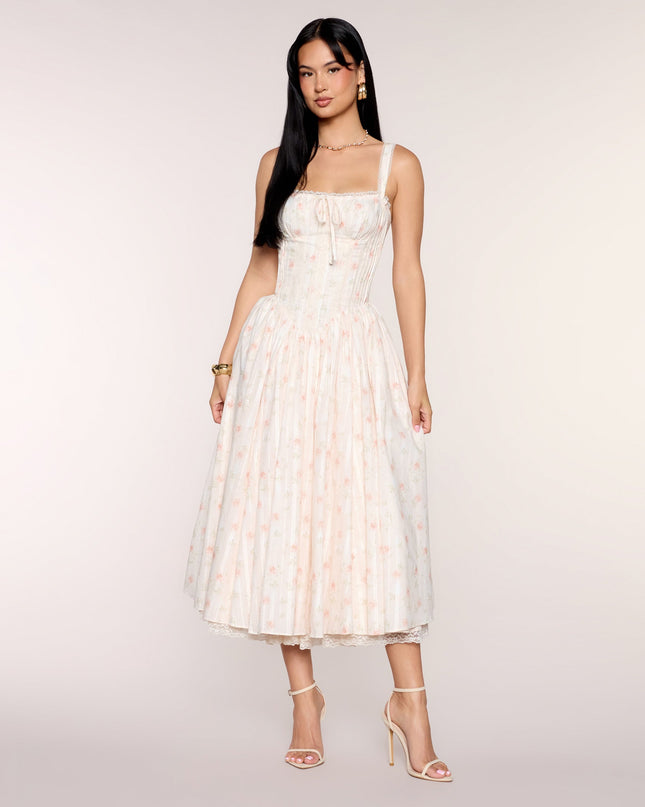 Francine Floral A-Line Midi Formal Dress