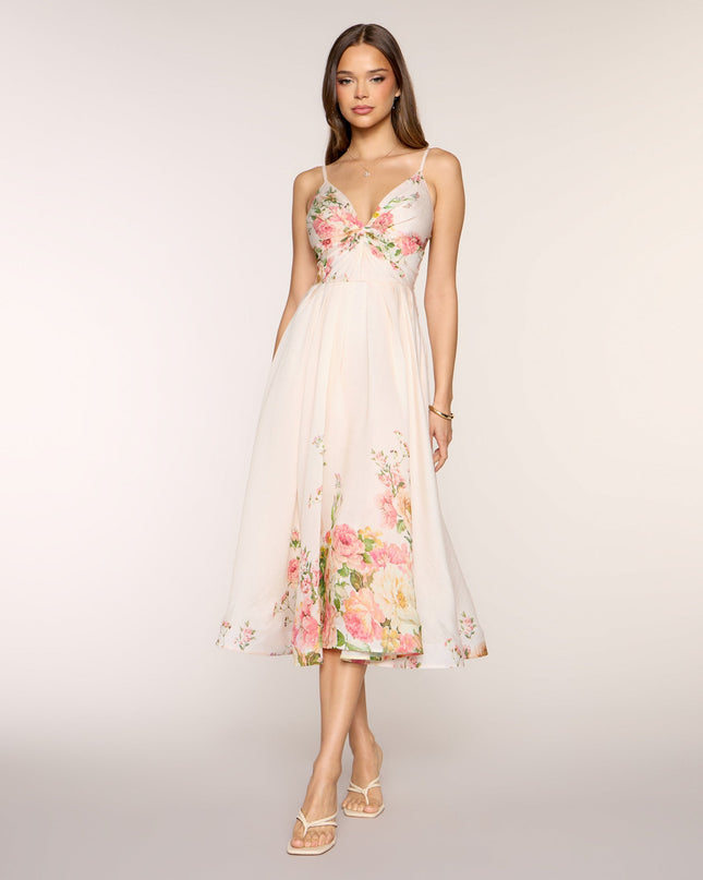 Courtney Floral Lace-Up Formal Dress