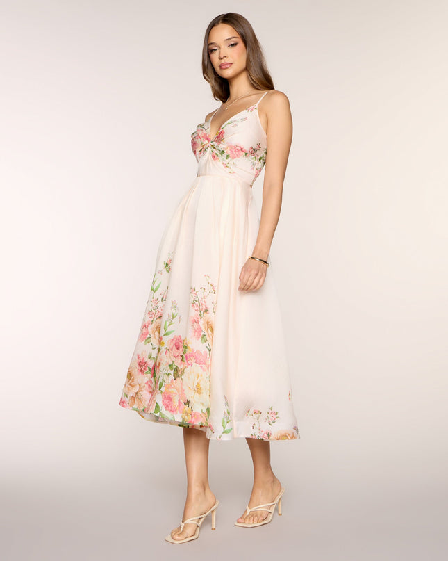 Courtney Floral Lace-Up Formal Dress