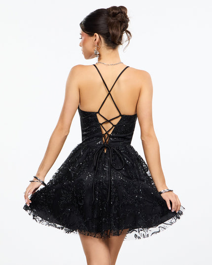 Roselyn Glitter Corset A-Line Mini Dress