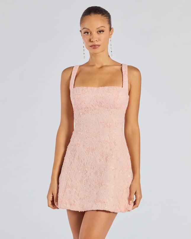 Level up your party look in the Clarice Sequin Beaded Lace A-Line Mini Dress, part of Windsor's pink sequin dresses lineup designed for bold energy and sleek vibes.