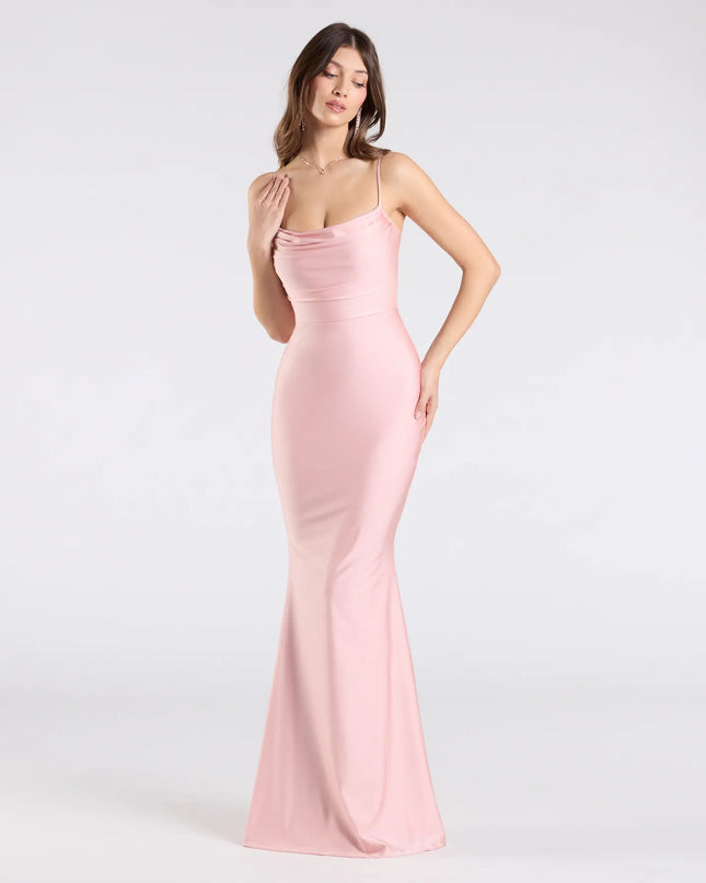 Delia Formal Cowl Neck Long Dress