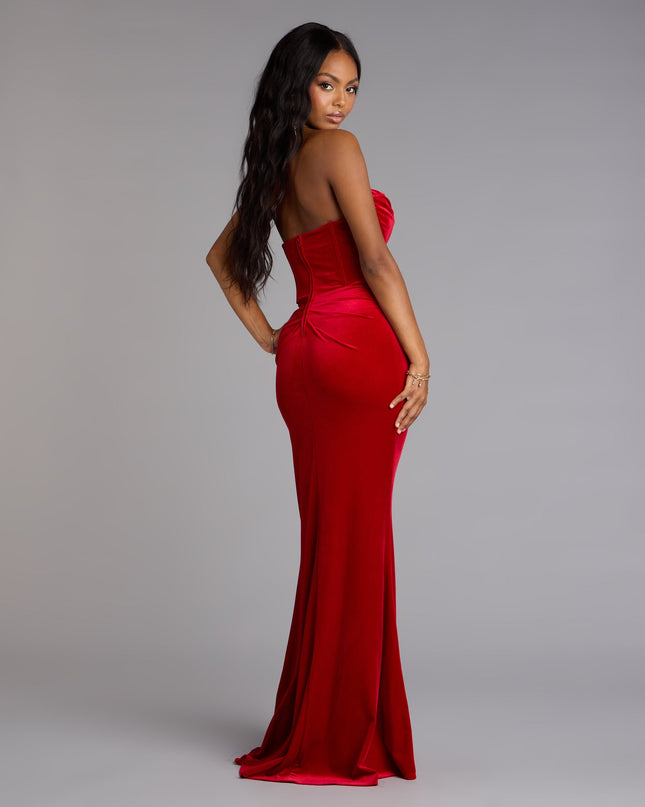 Julia Velvet Corset High Slit Mermaid Dress