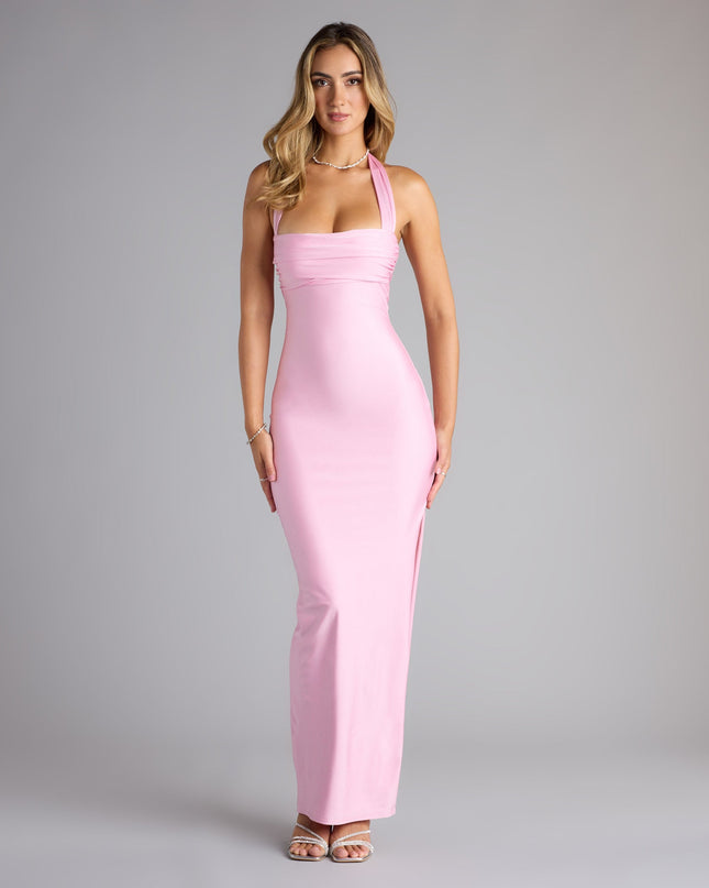 Your dream vibe in motion—the Beverly Halter Slit Long Formal Dress blends sleek style and trending details for the ultimate prom dresses glow-up.