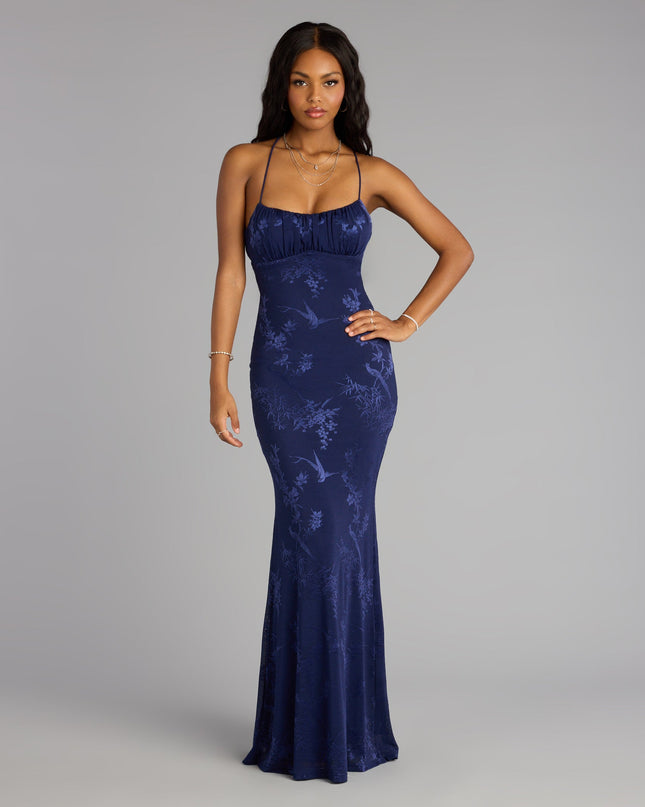 Own Prom 2026 in the Elaine Jacquard Mesh Mermaid Dress,  a prom dress designed with a flattering silhouette and elevated details that feel modern and true to your style.