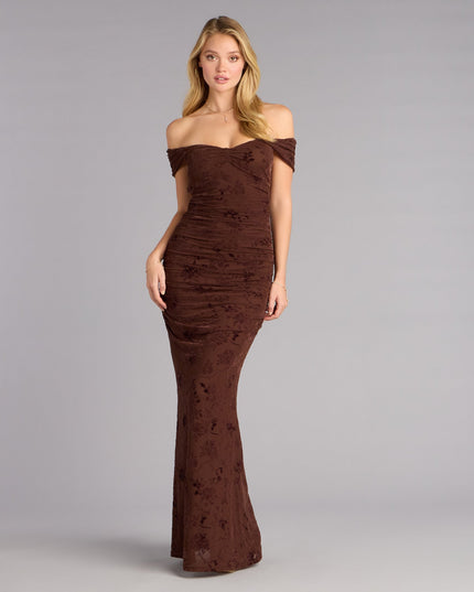 Kourt Flocked Velvet Mermaid Formal Dress