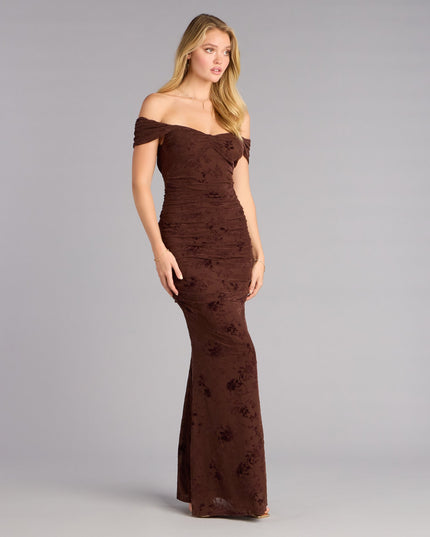 Kourt Flocked Velvet Mermaid Formal Dress