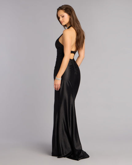 Maisie Glitter Satin A-Line Formal Dress