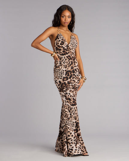 Jeanette Cheetah Print Mermaid Formal Dress