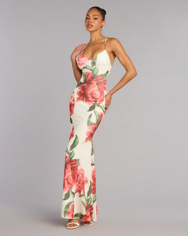 Elara Floral Open Back Formal Dress