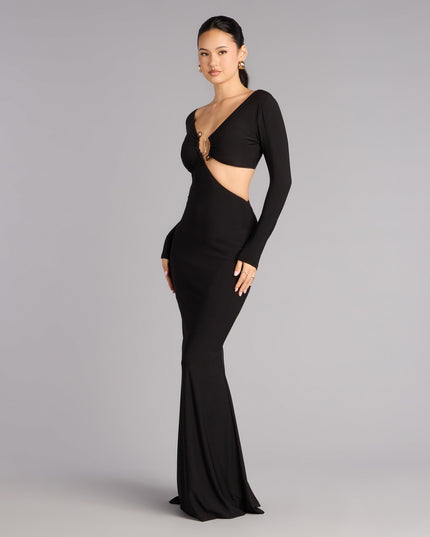 Barbara Long Sleeve Cutout Formal Dress