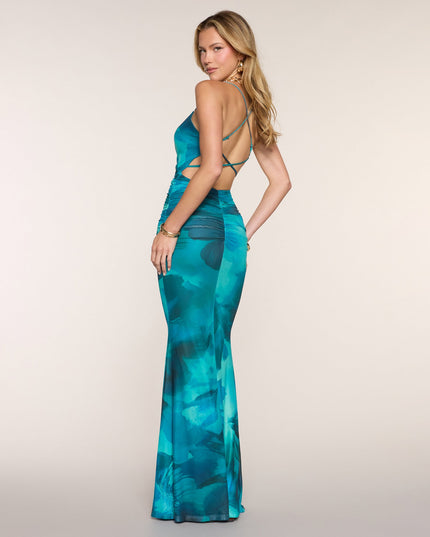 Marie Abstract Mesh Mermaid Formal Dress