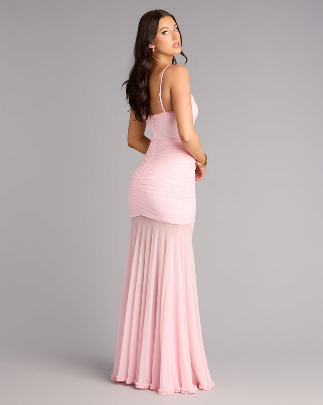 You’ll have effortless movement and dreamy vibes all night in the Sherrie Mesh Slit Mermaid Formal Dress—a pink prom dress made for twirling, posing, and showing up.