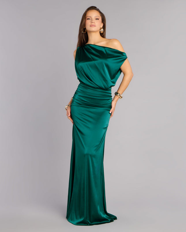 Clare Satin Off-The-Shoulder Mermaid Dress