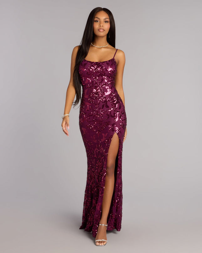 Rylee Sequin Lace-Up Formal Dress