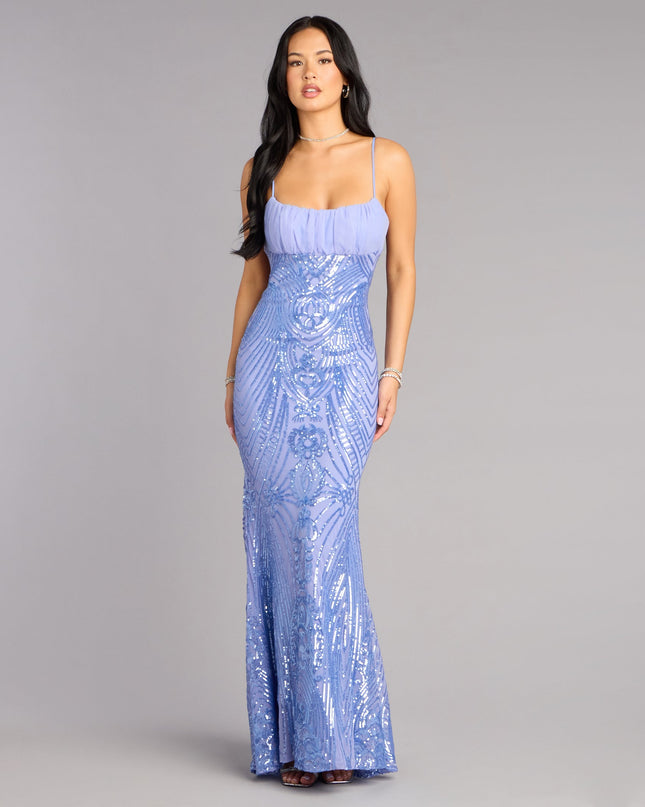 Indie Sequin Bow Column Formal Dress