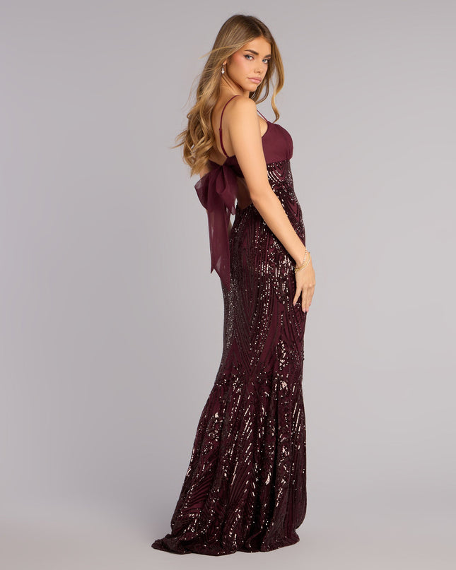 Indie Sequin Bow Column Formal Dress