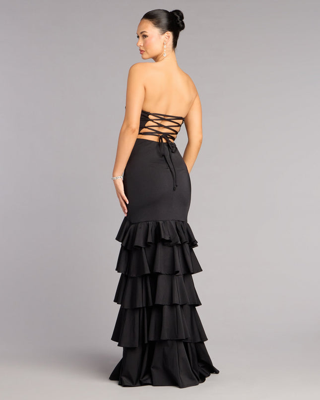 Cameron Ruffled High-Slit Corset Mermaid Dress