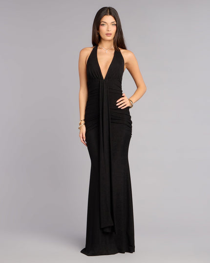 Laney Plunging Halter Mermaid Dress