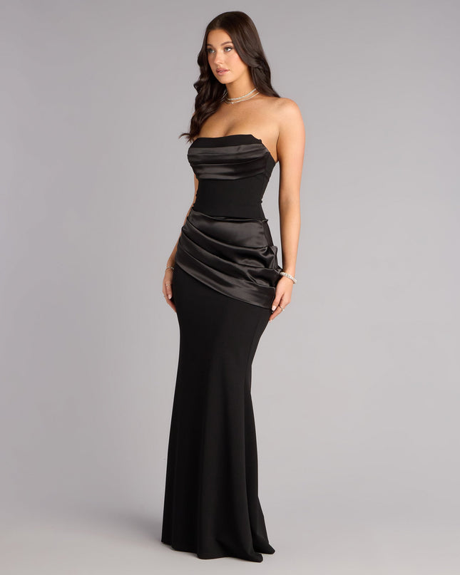 Heather Crepe Satin Lace-Up Formal Dress