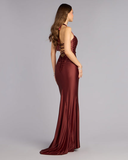 Jemma Halter Lace-Up Mermaid Dress