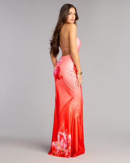 Summer Tropical Strappy Formal Dress
