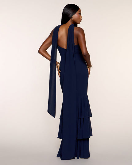 Aspen Chiffon Formal Dress With Scarf