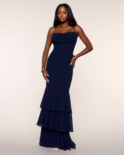 Aspen Chiffon Formal Dress With Scarf