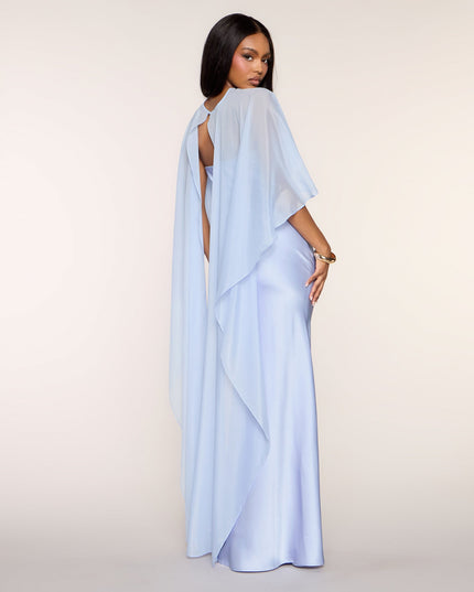 Felicity Satin Dress With Sheer Shawl
