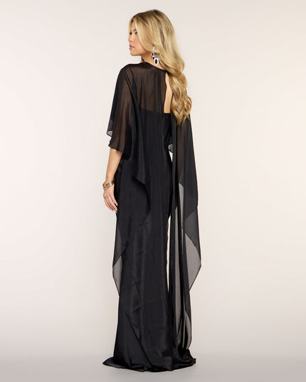 Felicity Satin Dress With Sheer Shawl