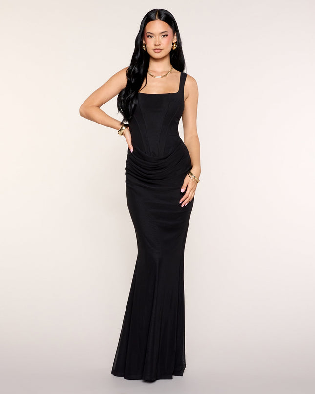 Estelle Lace-Up Mesh Mermaid Formal Dress