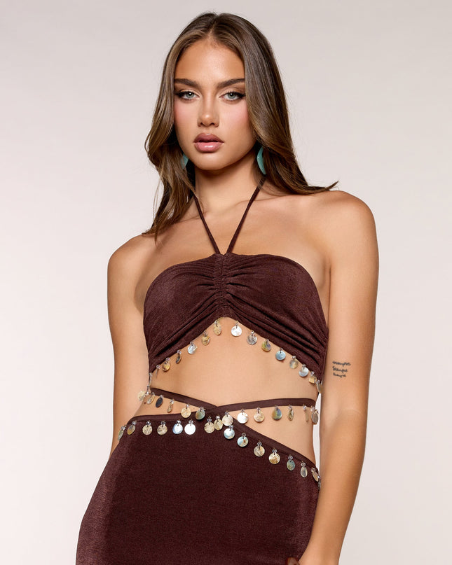Jailene Cutout Coin Charm Formal Dress