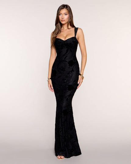 Celina Open Back Velvet Mermaid Dress