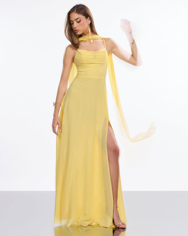 Cassidy Scarf Neck Chiffon Formal Dress