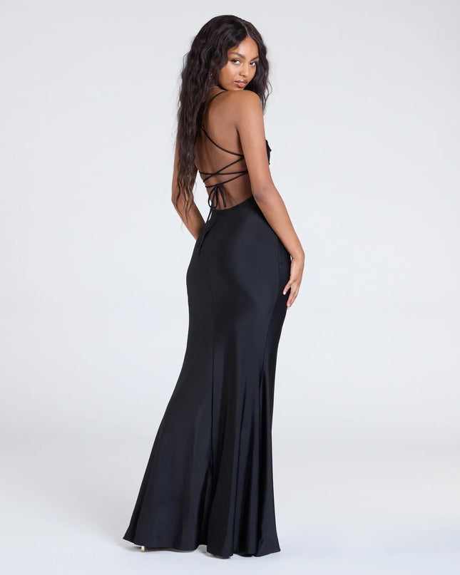 Delia Formal Cowl Neck Long Dress