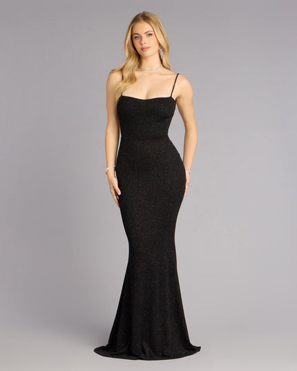 Shimmer through every feed refresh in the Gwendolyn Glitter Knit Bow-Back Mermaid Dress, a viral-worthy look from Windsor's black prom dresses that nails bold, confident energy.