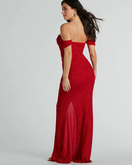 Airlie Formal Glitter Off-The-Shoulder Dress