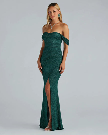 Airlie Formal Glitter Off-The-Shoulder Dress