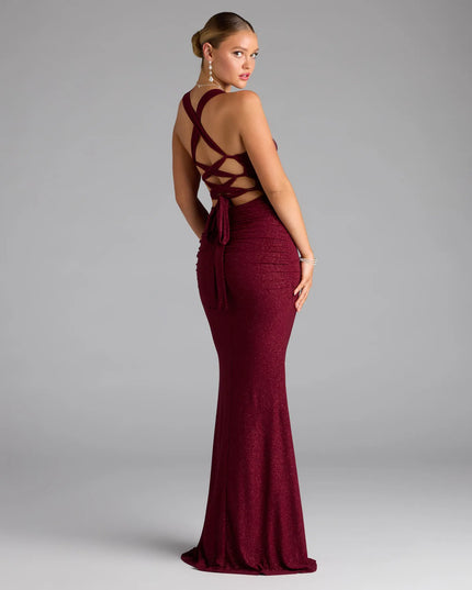 Tatiana Lace-Up Mermaid Glitter Formal Dress