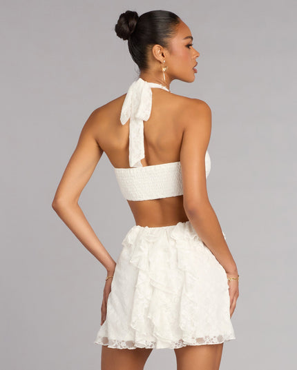 Compliment Me Lace Ruffle A-Line Mini Dress