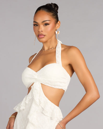 Compliment Me Lace Ruffle A-Line Mini Dress