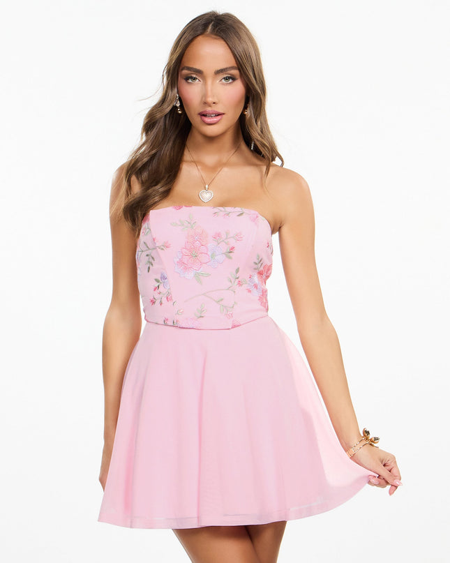 Petal Plans Floral Embroidered Skater Dress