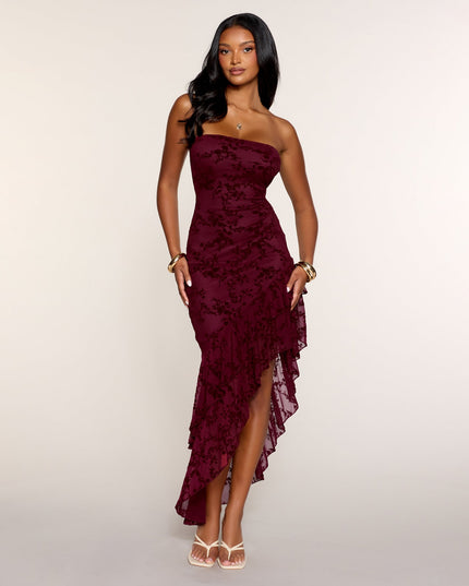 Chic Edge Floral Velvet Burnout Maxi Dress
