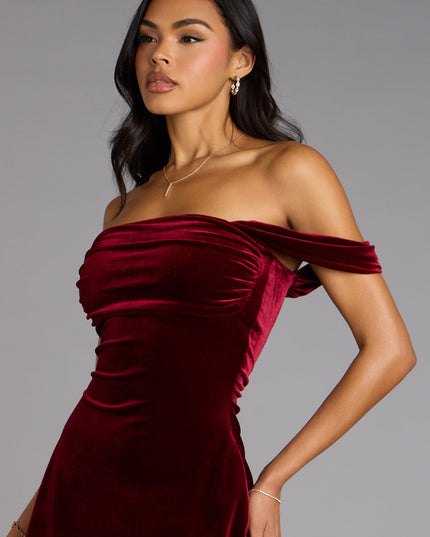Flirty And Chic Velvet Off-The-Shoulder Mini Dress