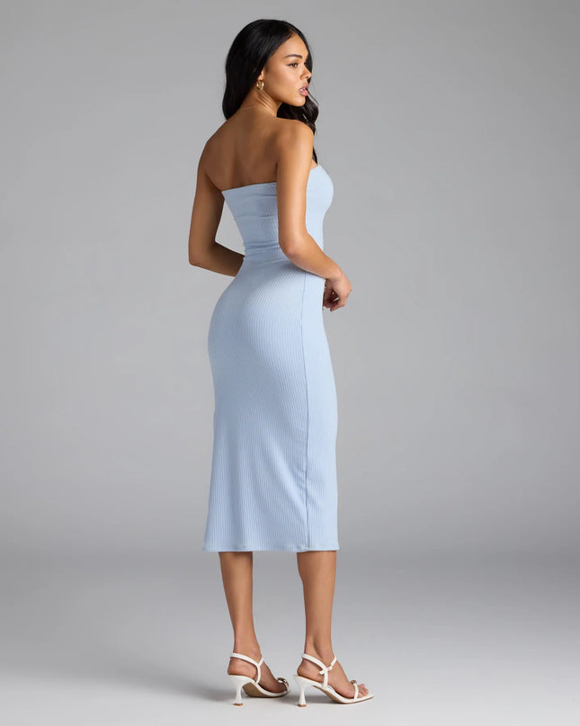 Smooth Talker Strapless Bodycon Midi Dress