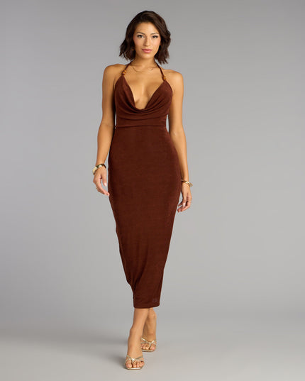 Chic Paradise Halter Open Back Slit Midi Dress