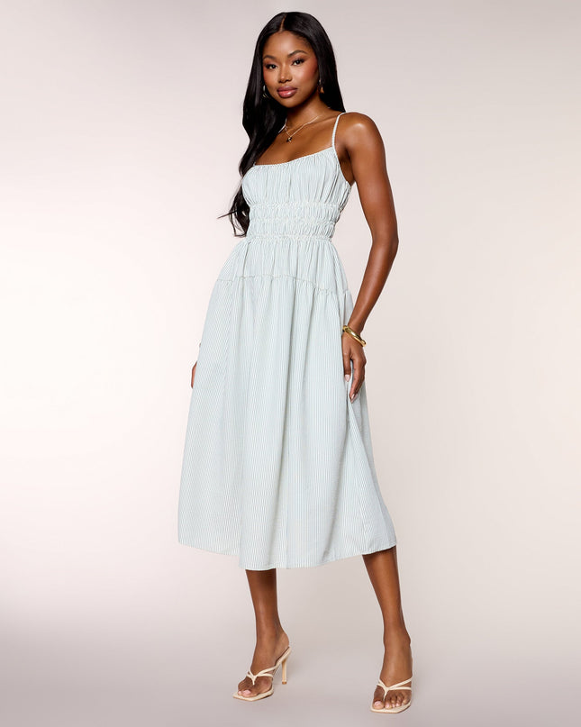 Effortless Plans Striped A-Line Midi Dress